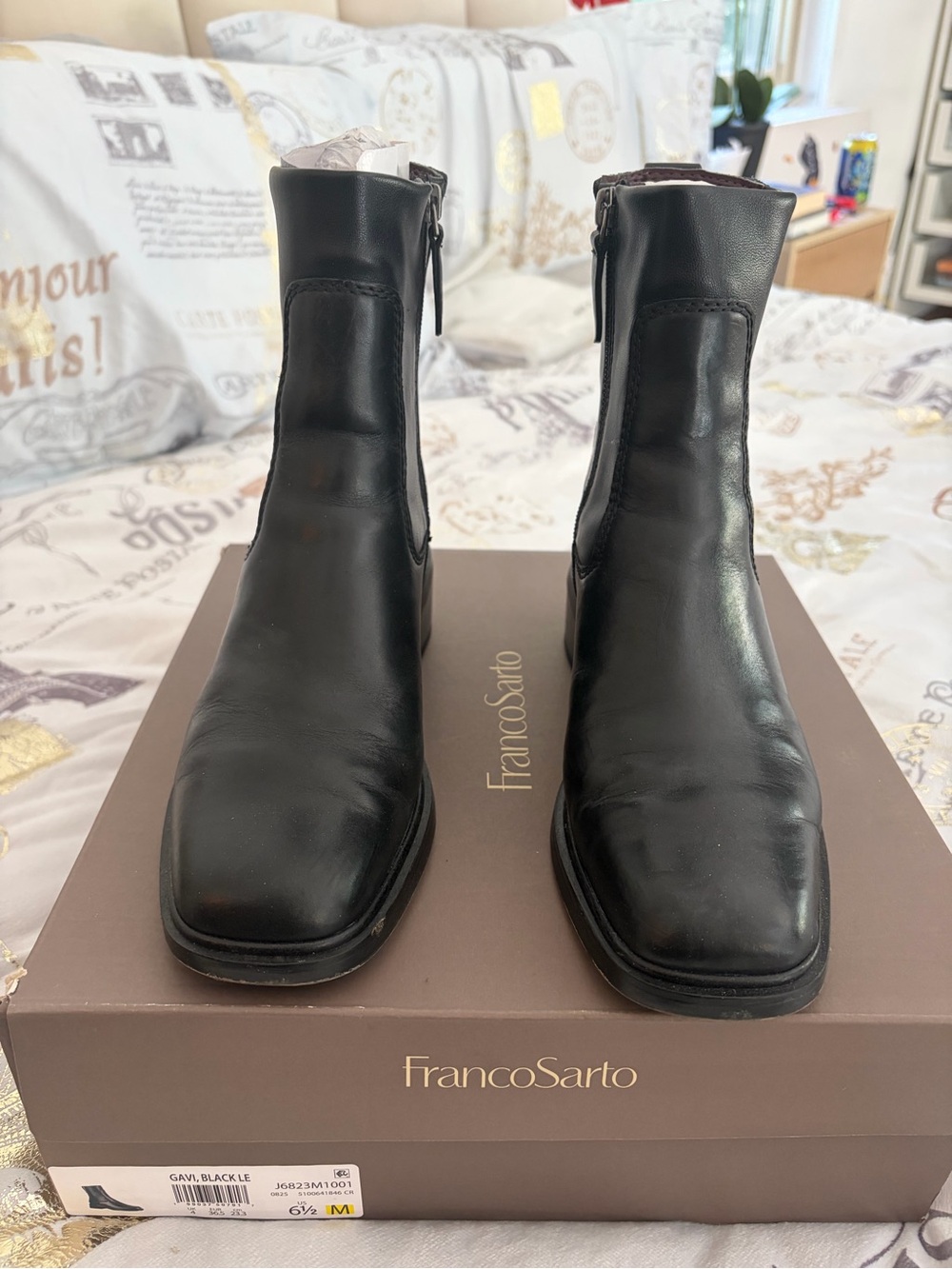 Franco Sarto Men’s Black Leather Chukka Zip Boots